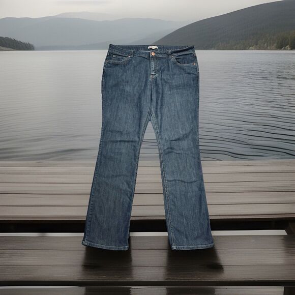 Cabi Straight Leg Jeans 16 (37x31) Dark Wash Blue Denim Mid Rise Womens - Picture 1 of 8